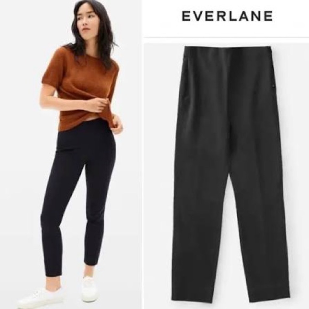 Everlane The Side Zip Stretch Cotton Cropped Pants Black Size 2